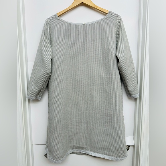 Roller Rabbit Reversible Stone Gray & Stripe 100% Linen Emiko Sheath Dress - Picture 7 of 9